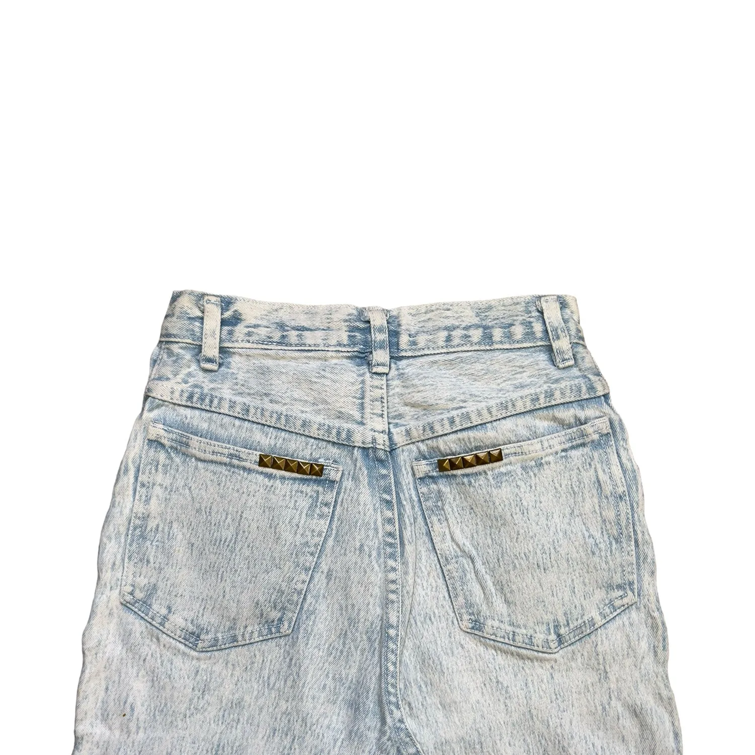 Crossed-sides Acid-Washed Denim Skirt