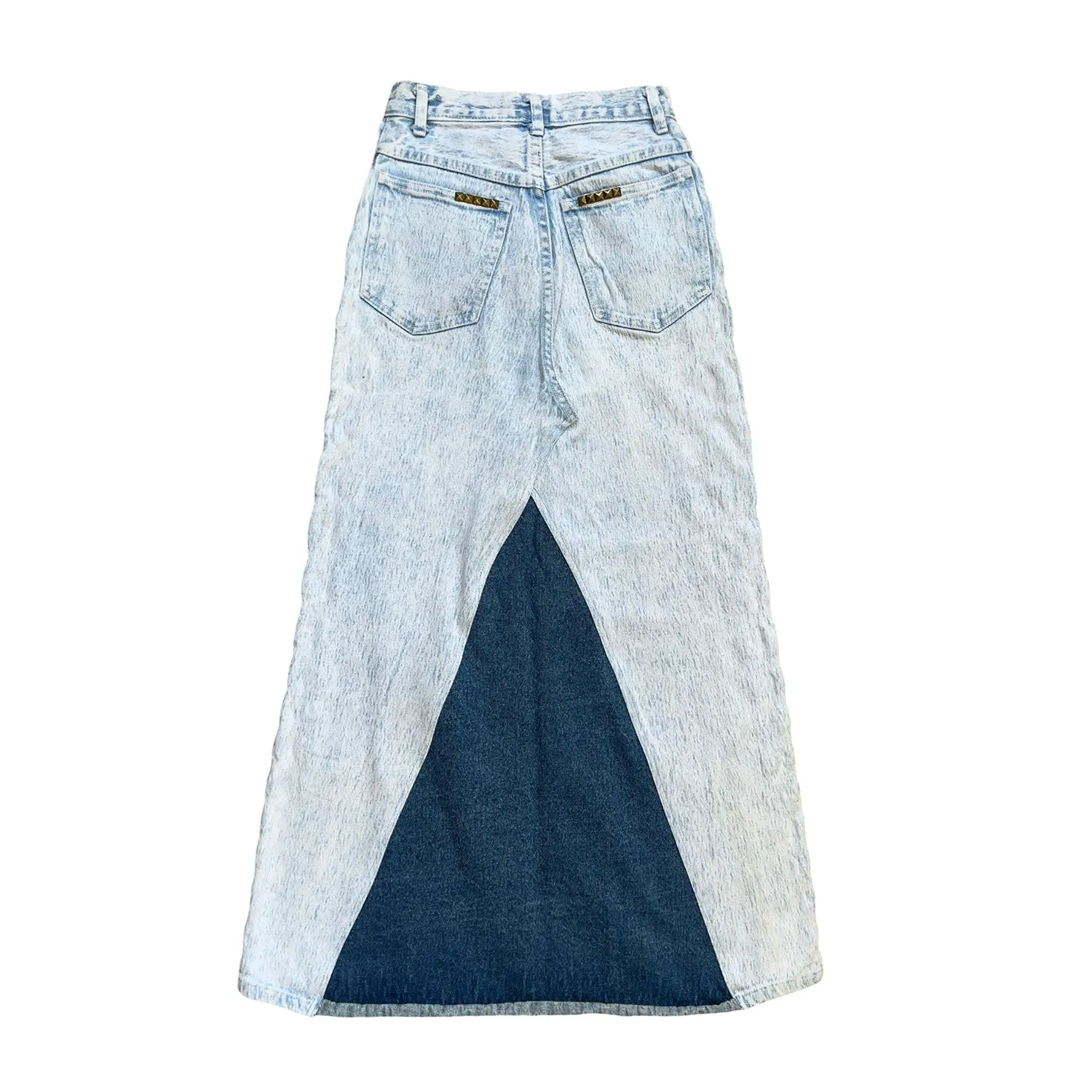 Crossed-sides Acid-Washed Denim Skirt