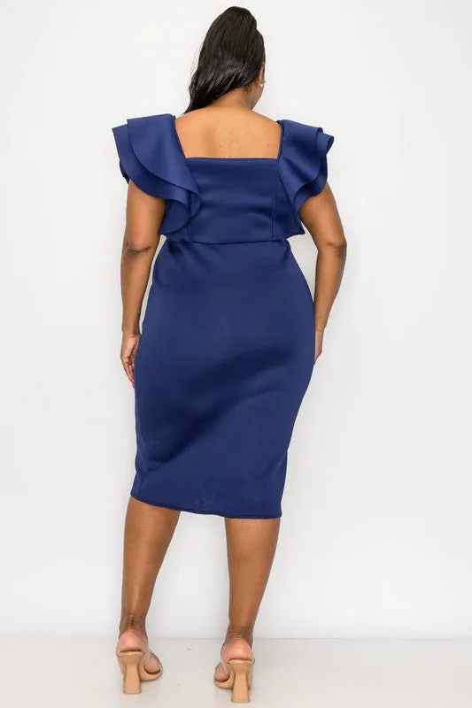 Curvy Fluttered Sleeve BodyCon Dress