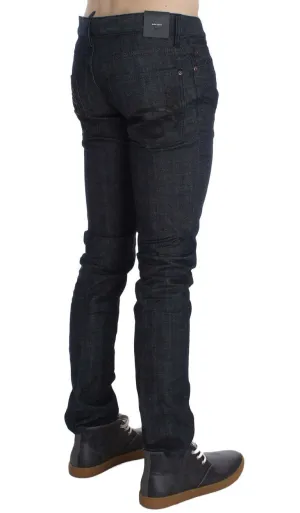 Dark Blue Cotton Stretch Denim Slim jeans