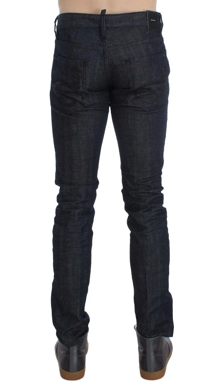 Dark Blue Cotton Stretch Denim Slim jeans