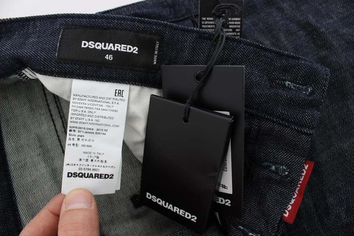 Dark Blue Cotton Stretch Denim Slim jeans