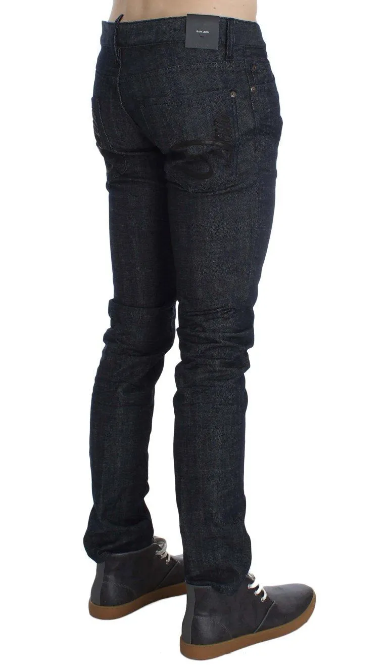 Dark Blue Cotton Stretch Denim Slim jeans