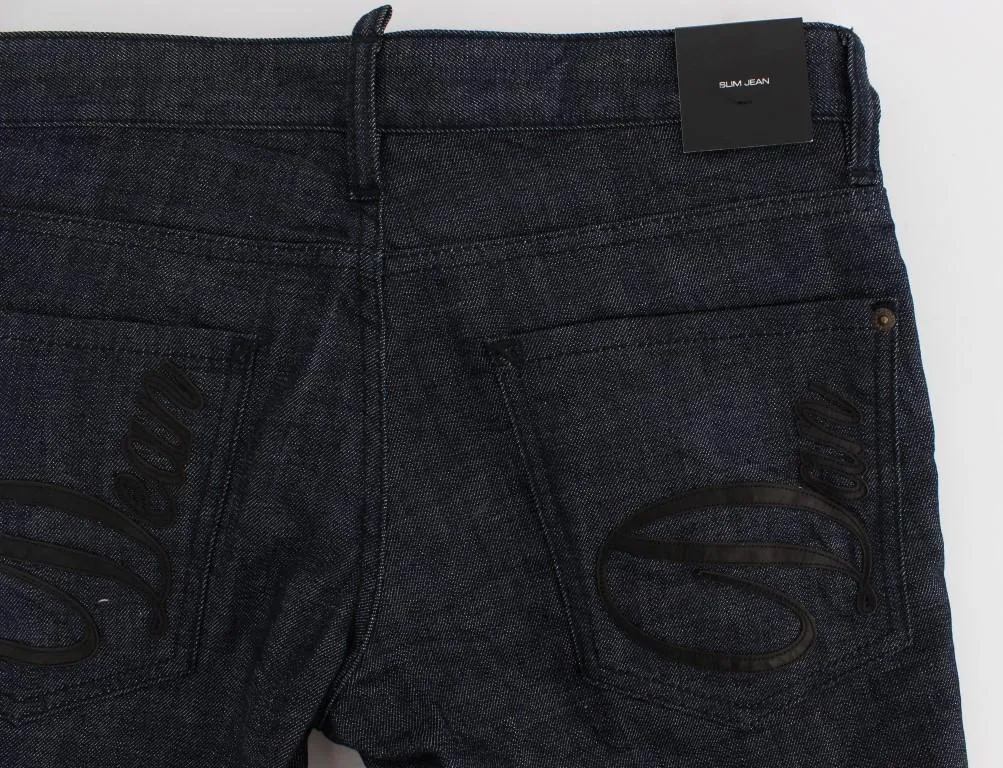 Dark Blue Cotton Stretch Denim Slim jeans
