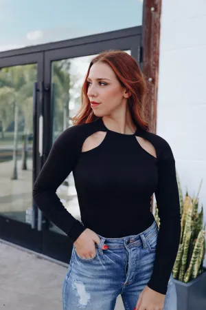 Delicate Details Cutout Top - Black