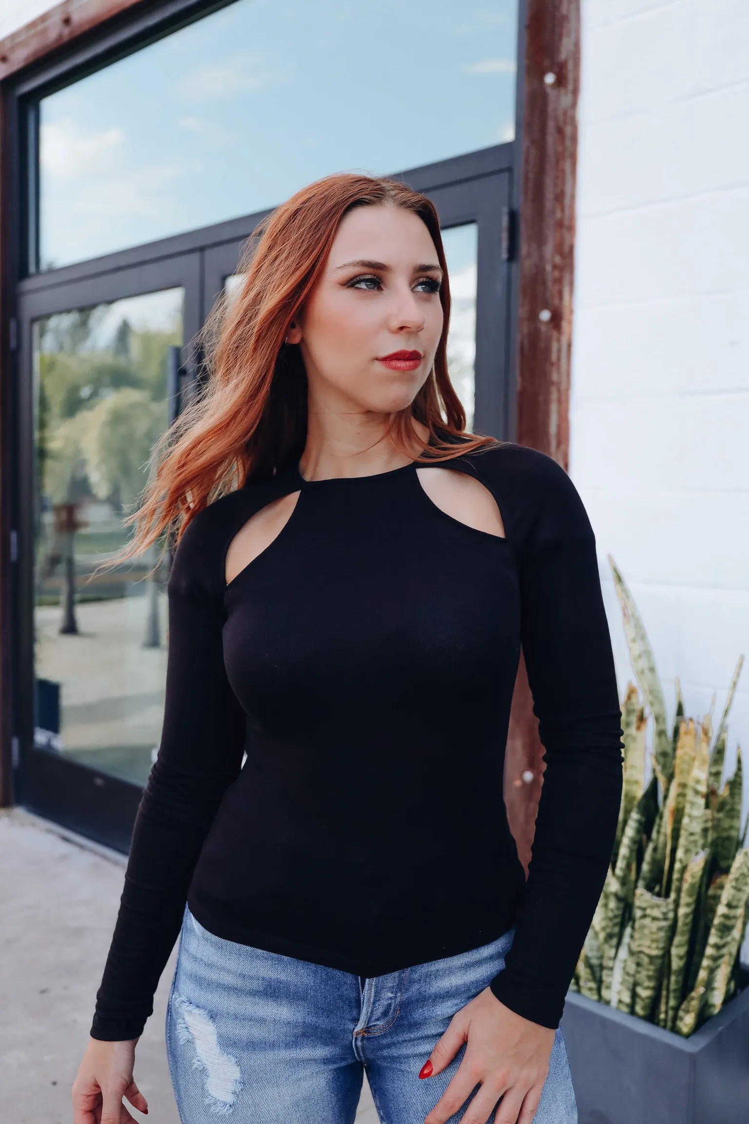 Delicate Details Cutout Top - Black