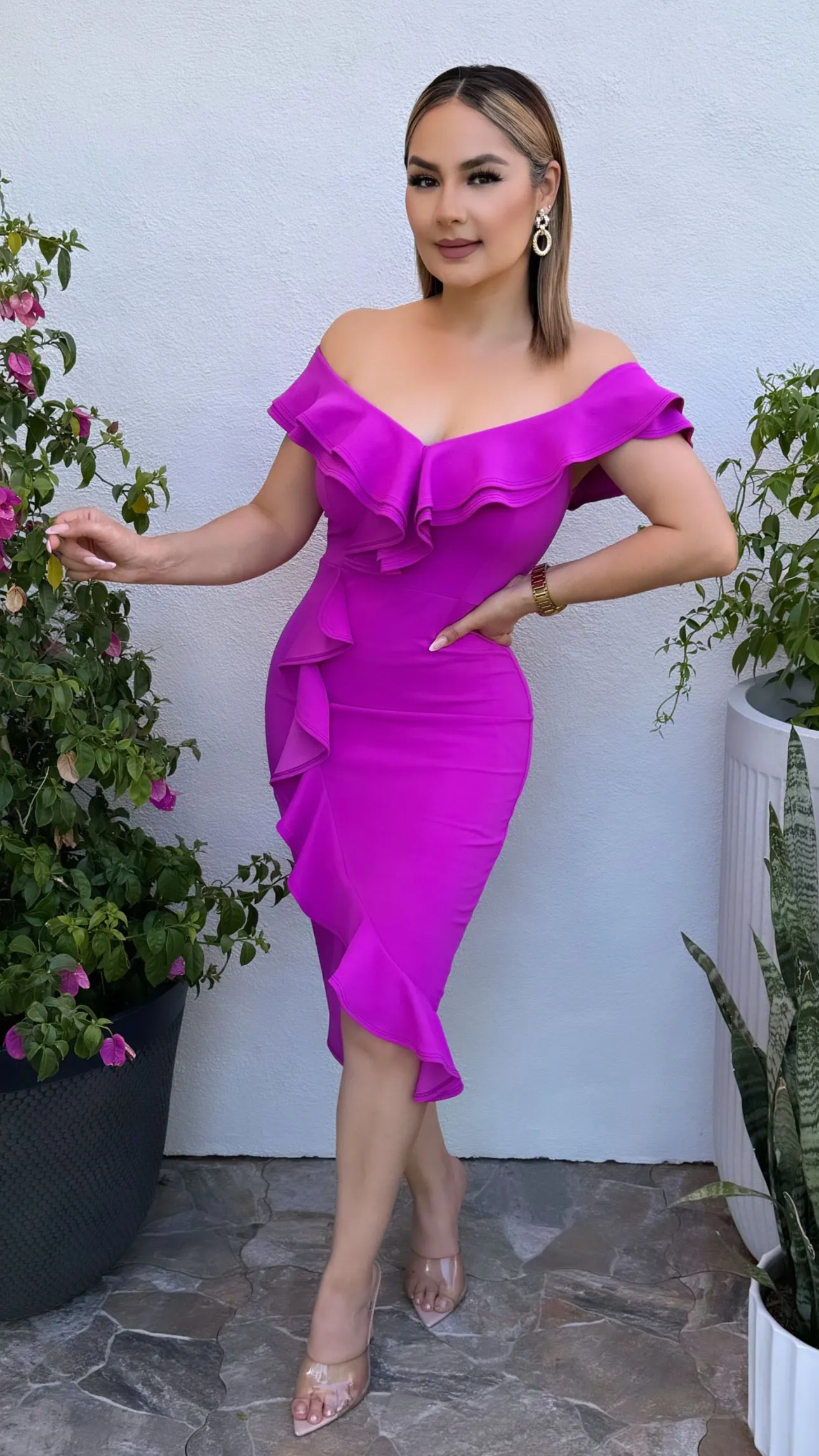 DONNA MAGENTA  DRESS