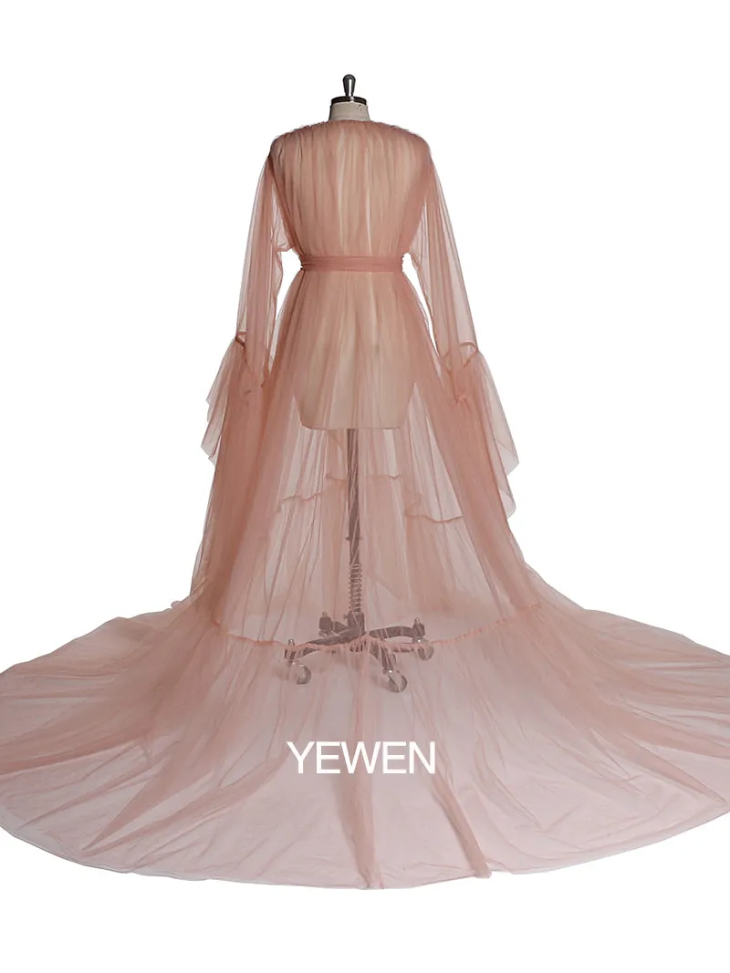 Elegant V Neck Maternity Dress Bell Sleeve Sexy Maxi Dress YW2055