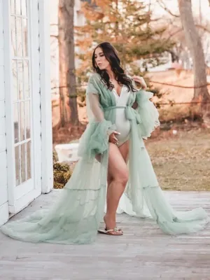 Elegant V Neck Maternity Dress Bell Sleeve Sexy Maxi Dress YW2055