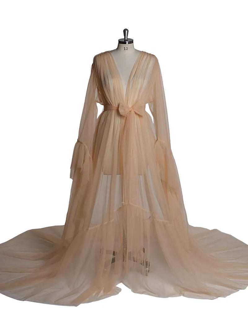 Elegant V Neck Maternity Dress Bell Sleeve Sexy Maxi Dress YW2055
