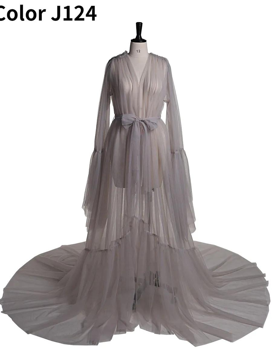 Elegant V Neck Maternity Dress Bell Sleeve Sexy Maxi Dress YW2055