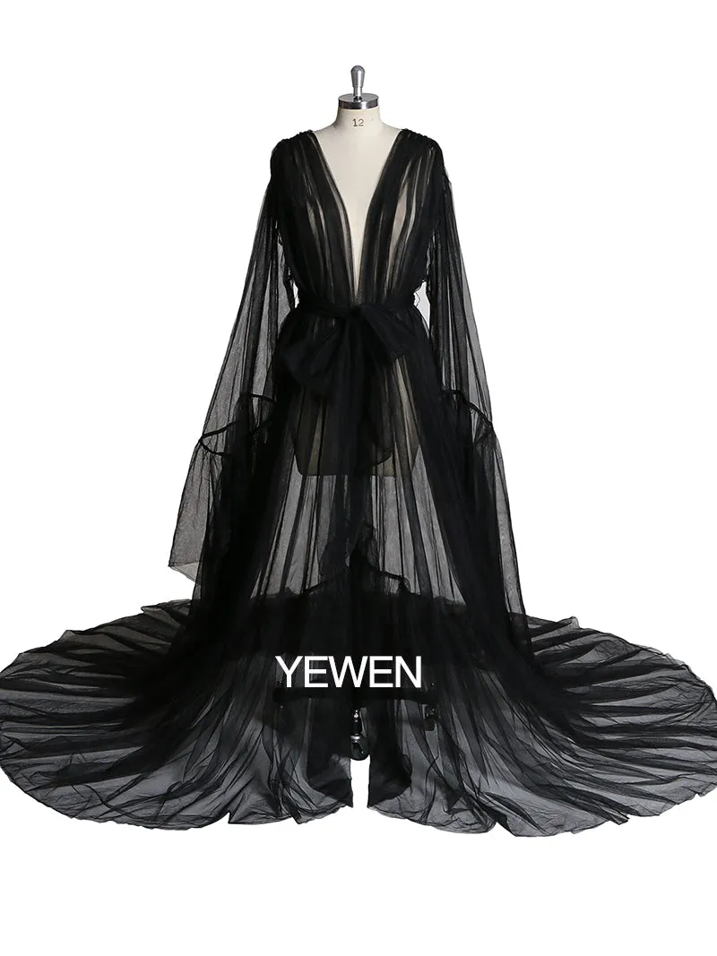 Elegant V Neck Maternity Dress Bell Sleeve Sexy Maxi Dress YW2055