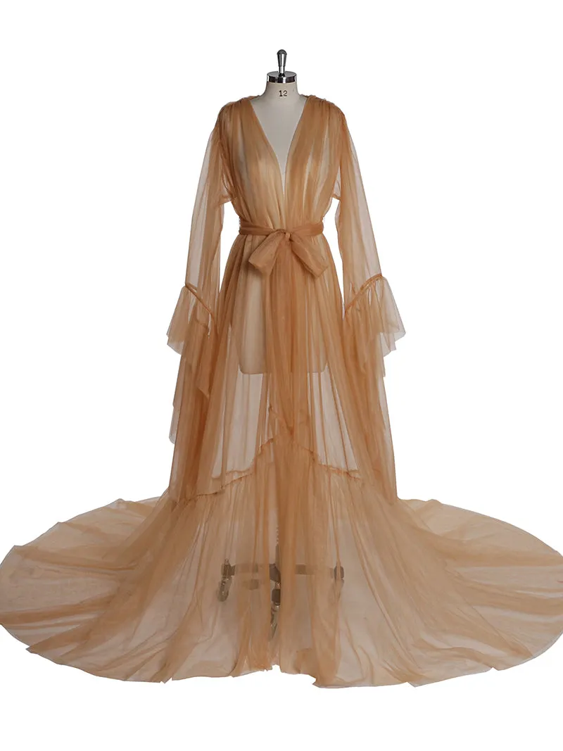 Elegant V Neck Maternity Dress Bell Sleeve Sexy Maxi Dress YW2055