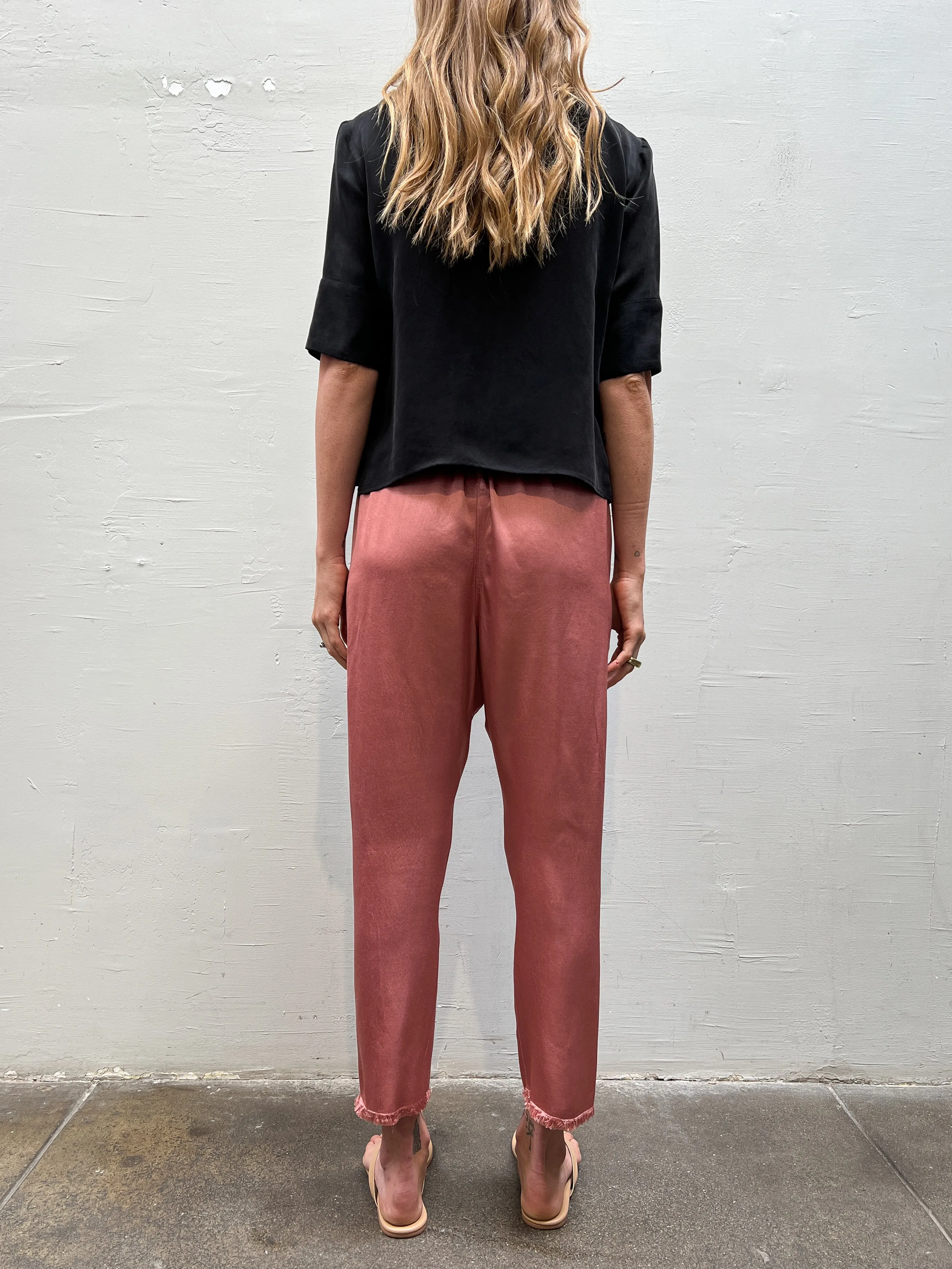 Erika Drop Pant in Vintage Satin - Cinnamon