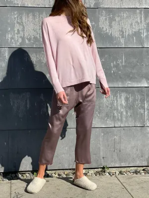 Erika Drop Pant in Vintage Satin - Mulberry