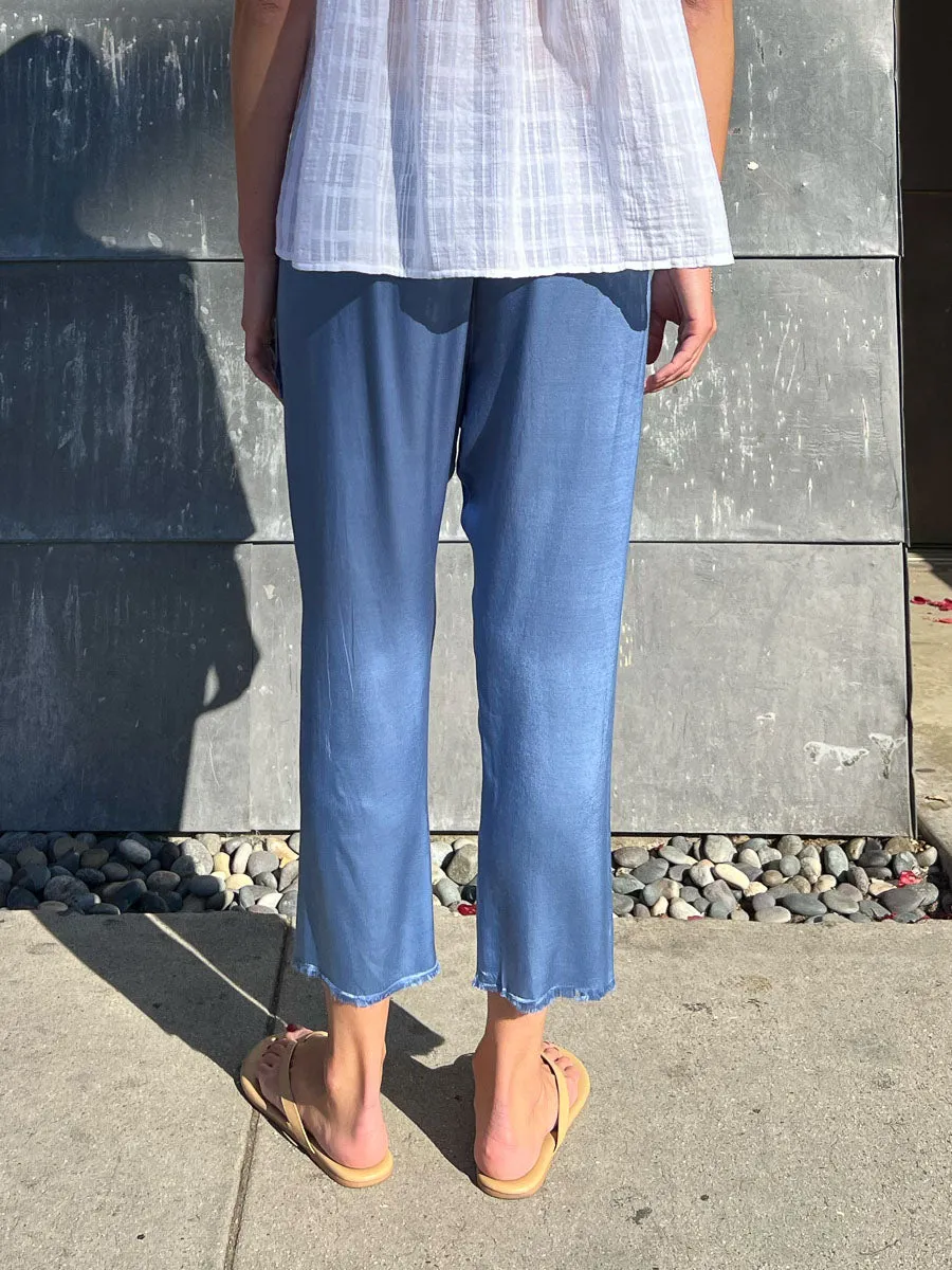 Erika Drop Pant in Vintage Satin - Periwinkle