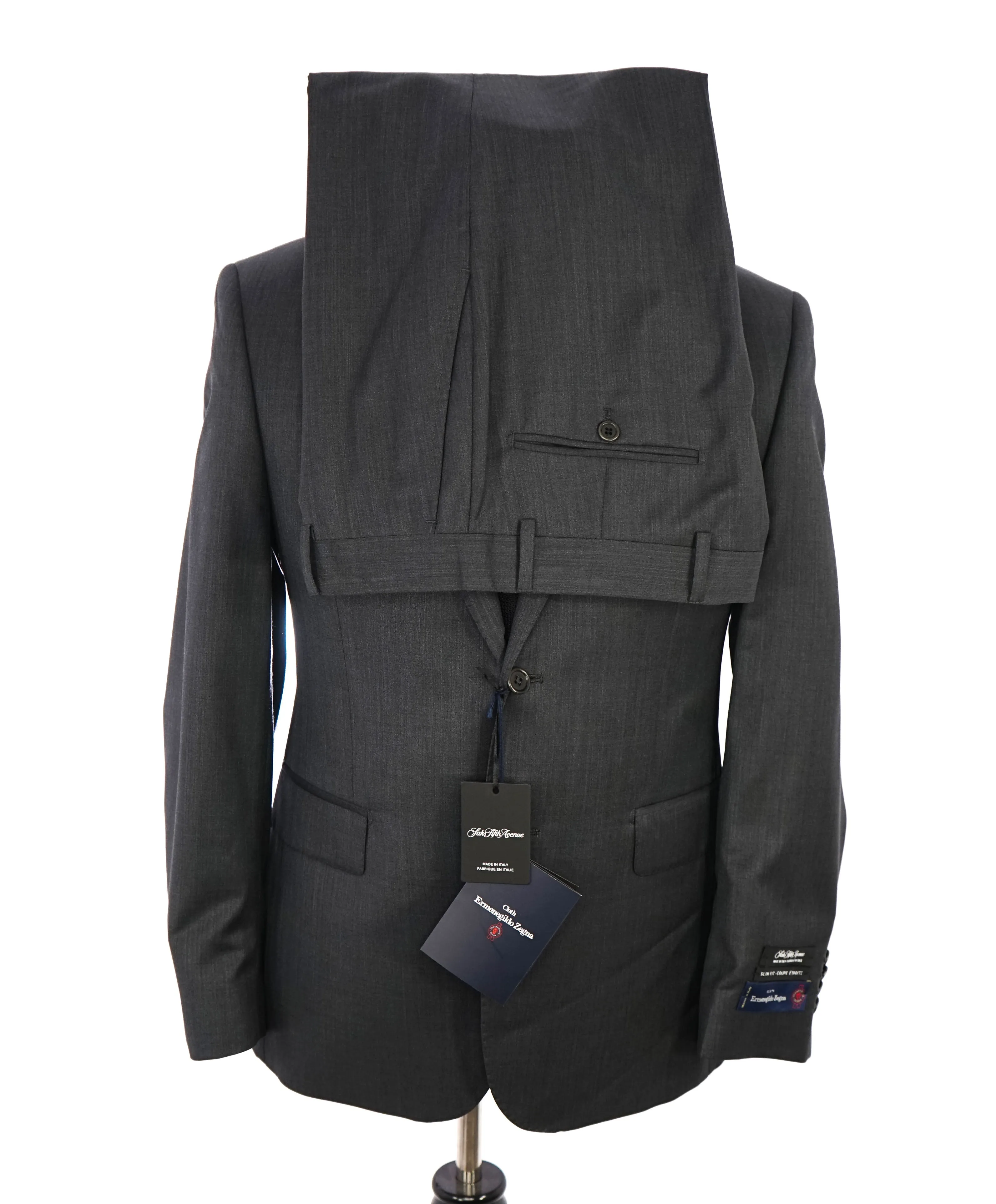 ERMENEGILDO ZEGNA - By SAKS FIFTH AVENUE "Slim" SILK BLEND Gray Suit - 40S
