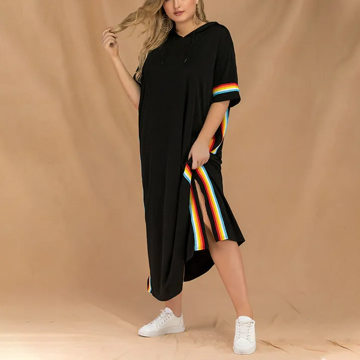 Fashion Slits and Large Size Striped Cross-dress