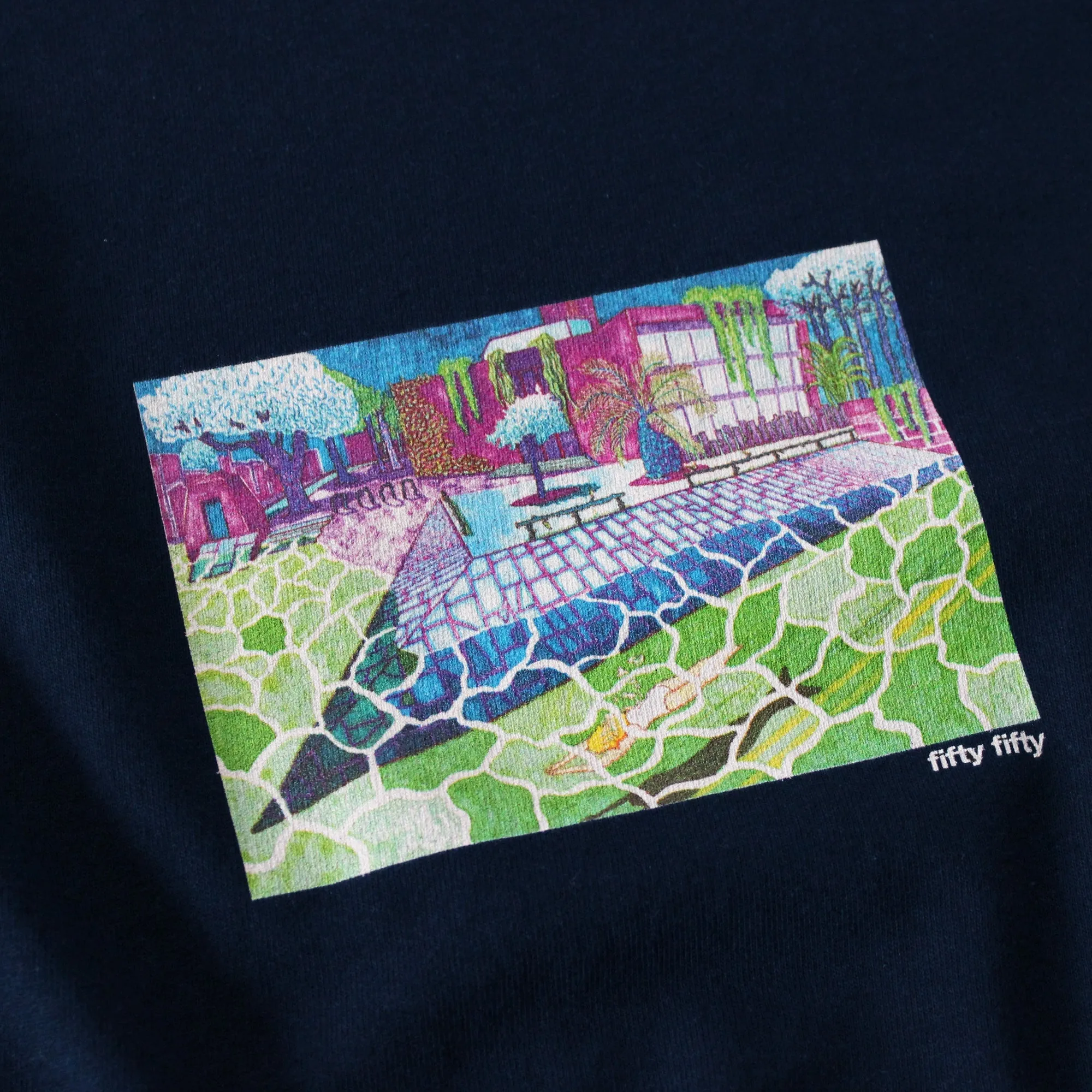 Fifty Fifty Dip At The Hip T-Shirt Navy