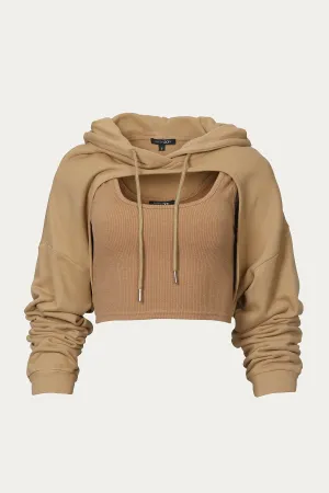FIONA OPENED-FRONT CROPPED HOODIE SET