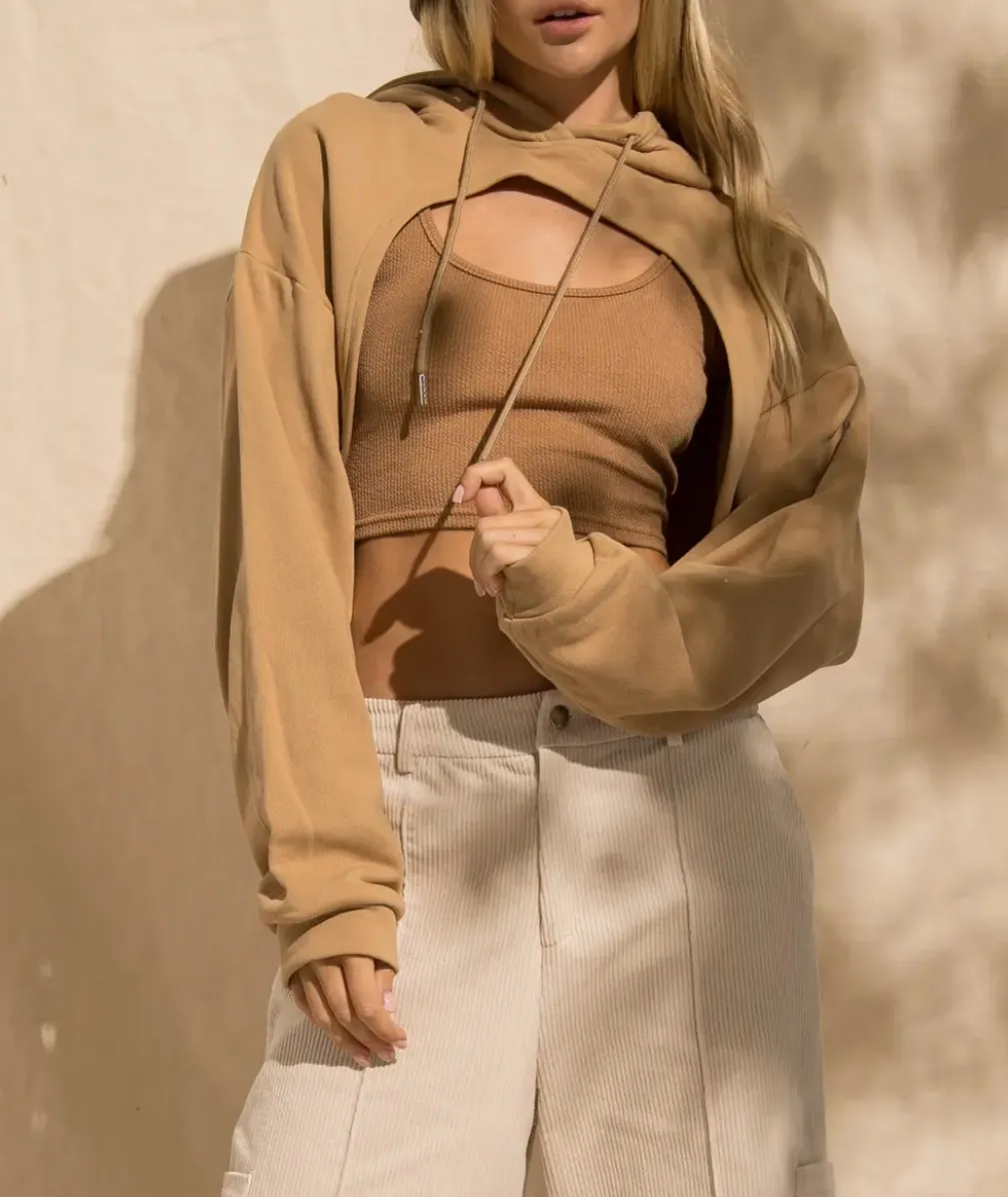 FIONA OPENED-FRONT CROPPED HOODIE SET