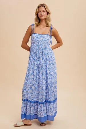 FLORAL CONTRAST MAXI DRESS