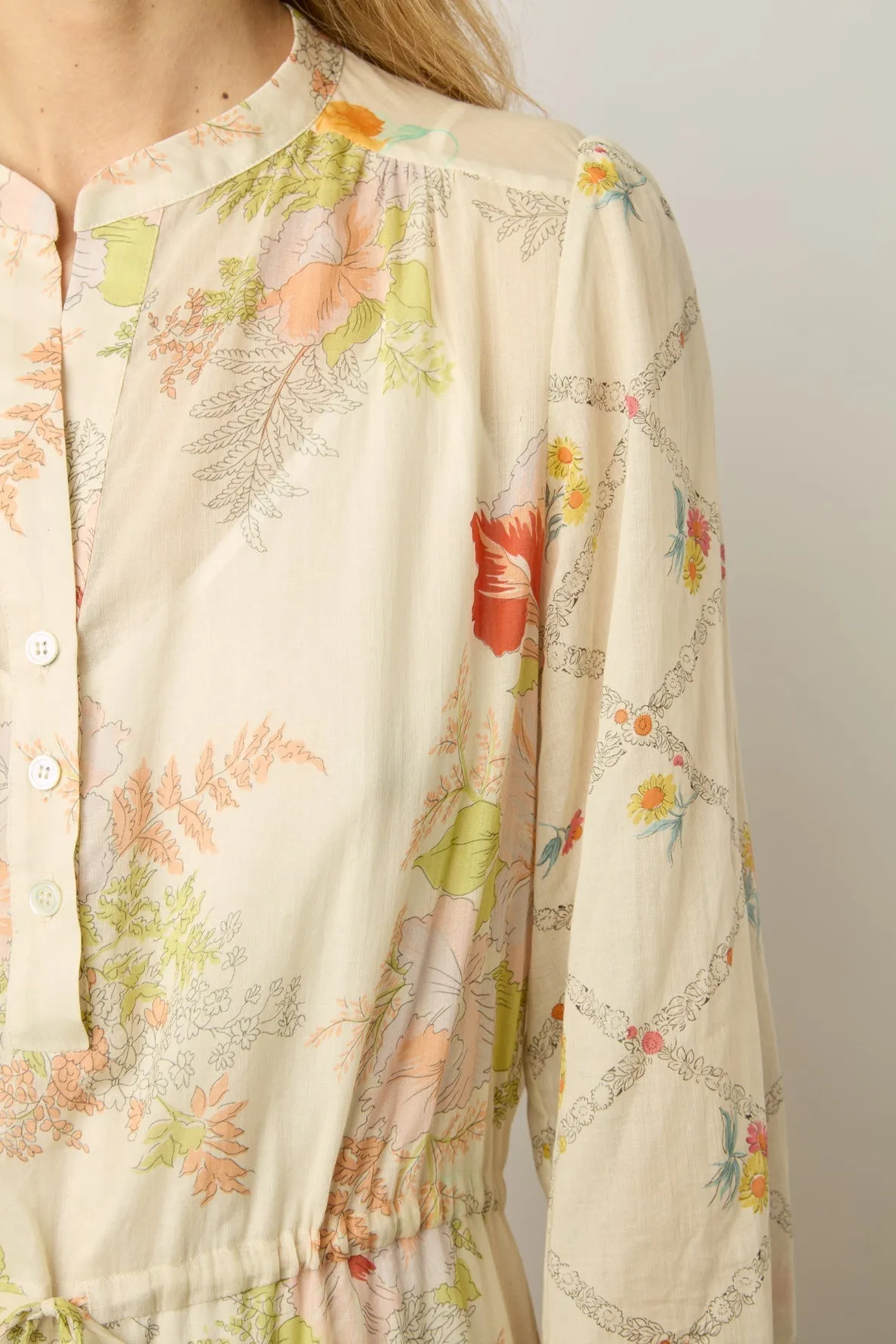 FLORAL PRINT WAISTED MAXI DRESS