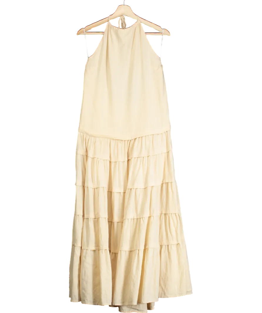 Free People Beige Somewhere Sunny Drop-waist Maxi Dress UK M