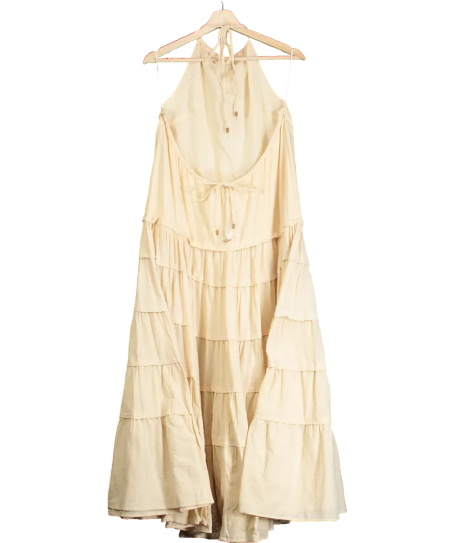 Free People Beige Somewhere Sunny Drop-waist Maxi Dress UK M