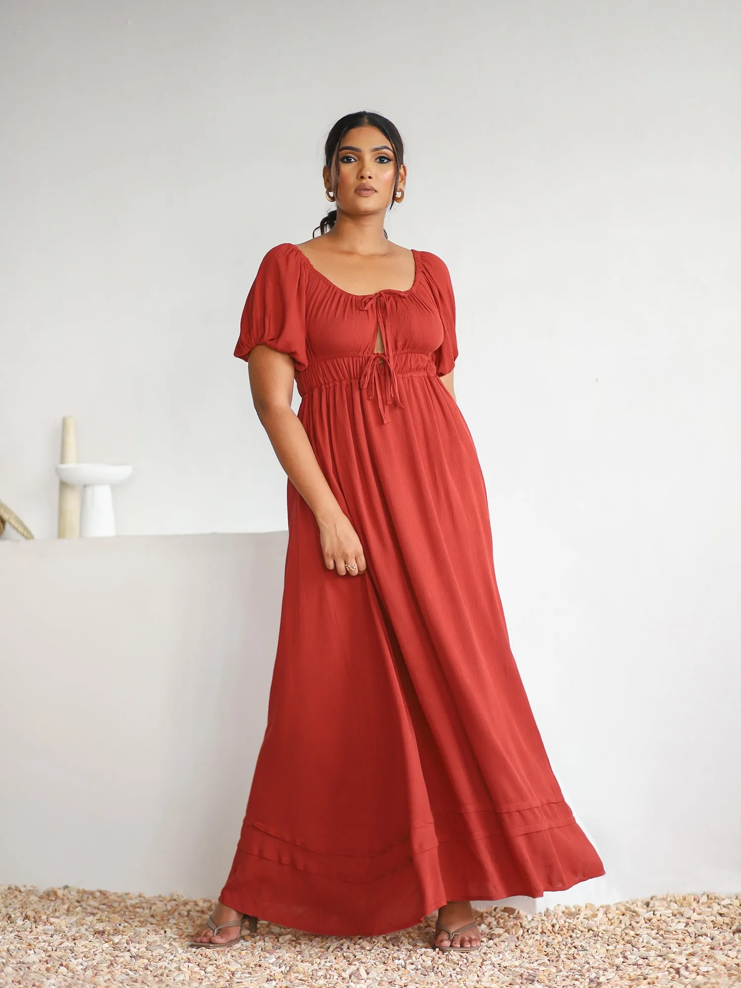 Front Tieup Maxi Dress