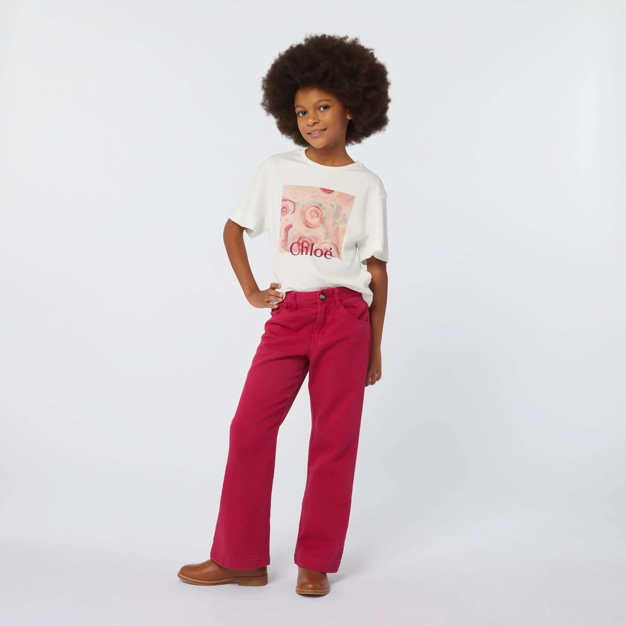 Girls White Short Sleeve T-shirt