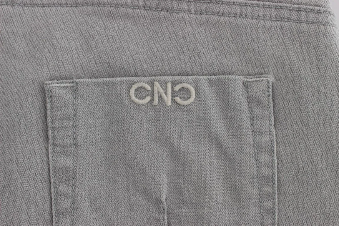 Gray Cotton Blend Super Slim Fit Jeans