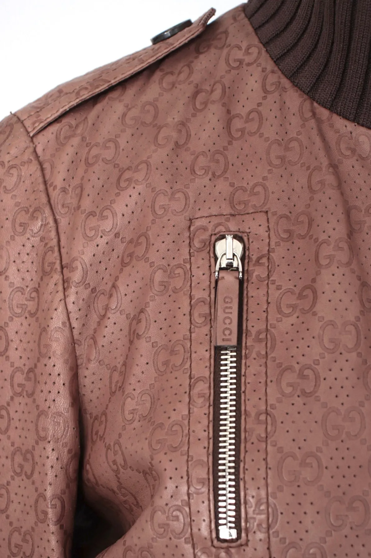 Gucci GG Leather Monogram Bomber*