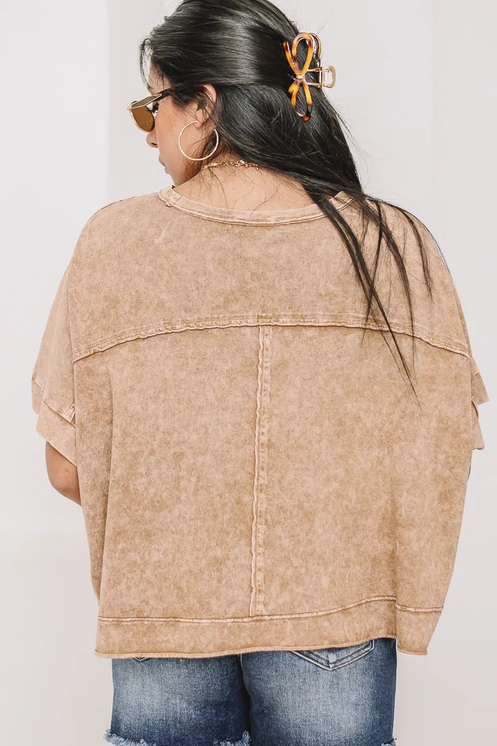 Halo Frost Oversized Crop Tee | Brown