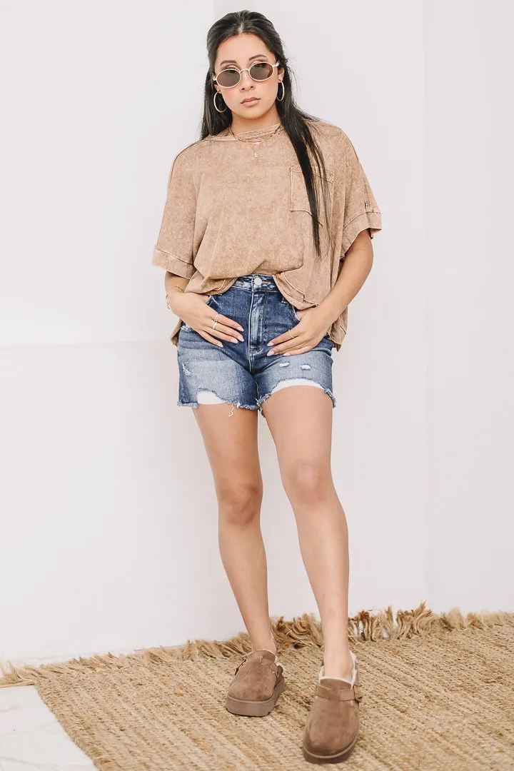 Halo Frost Oversized Crop Tee | Brown