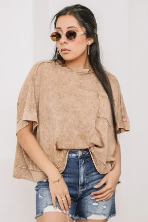 Halo Frost Oversized Crop Tee | Brown