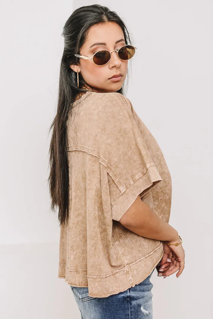 Halo Frost Oversized Crop Tee | Brown