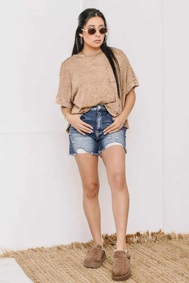 Halo Frost Oversized Crop Tee | Brown