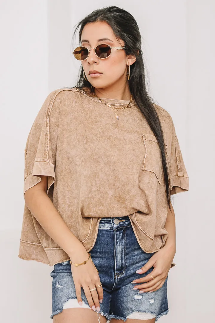 Halo Frost Oversized Crop Tee | Brown