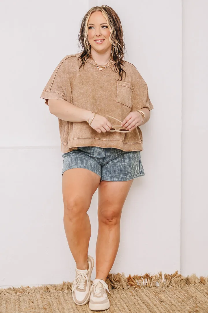 Halo Frost Oversized Crop Tee | Brown