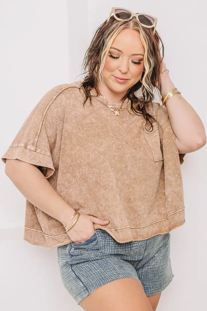 Halo Frost Oversized Crop Tee | Brown