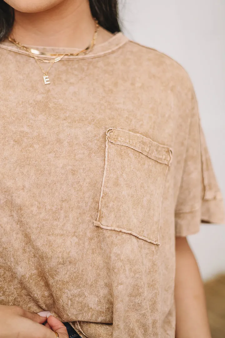 Halo Frost Oversized Crop Tee | Brown