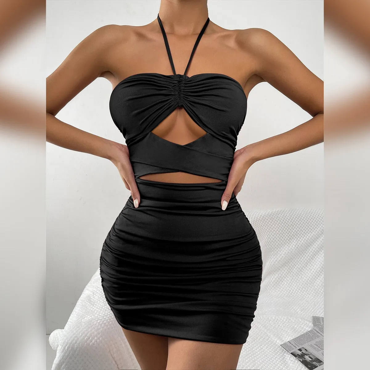 Halter Strapless Sleeveless Cut-out Bodycon