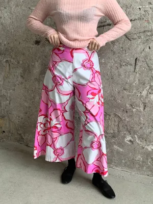 handmade floral wide leg pants