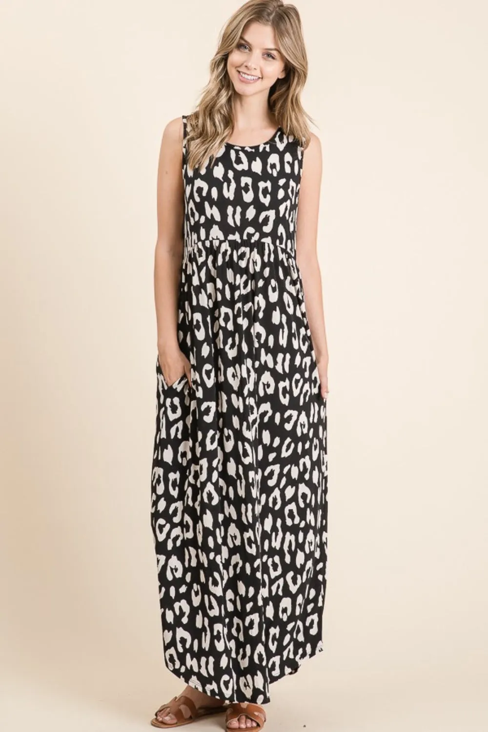 Hazel Blues® |  BOMBOM Leopard Maxi Dress with Pockets