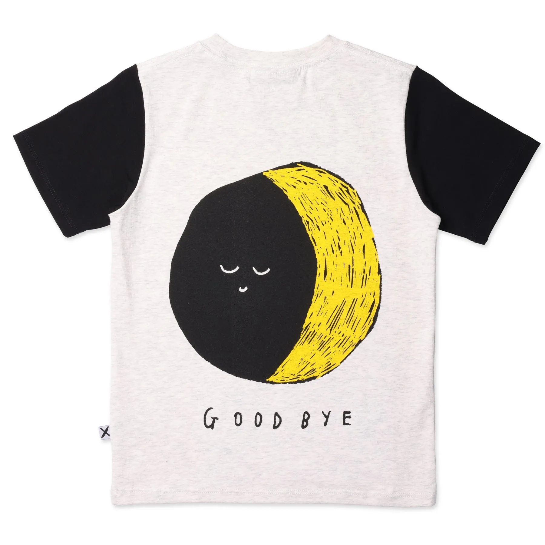 Hello Sun Goodbye Moon Tee- White Marle/Black