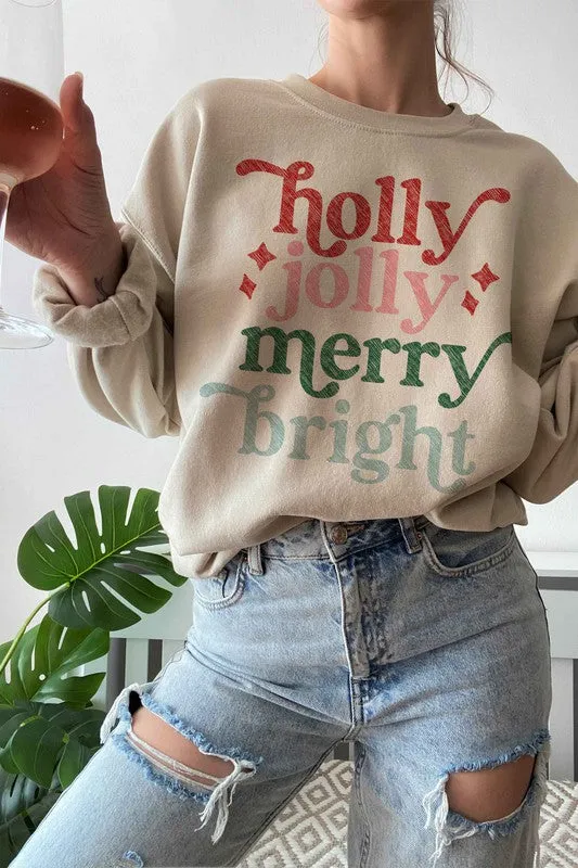 HOLLY JOLLY MERRY CHRISTMAS GRAPHIC SWEATSHIRT