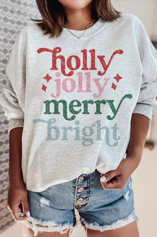 HOLLY JOLLY MERRY CHRISTMAS GRAPHIC SWEATSHIRT
