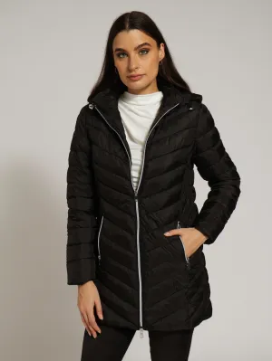 Hooded Puffer Jacket - Black