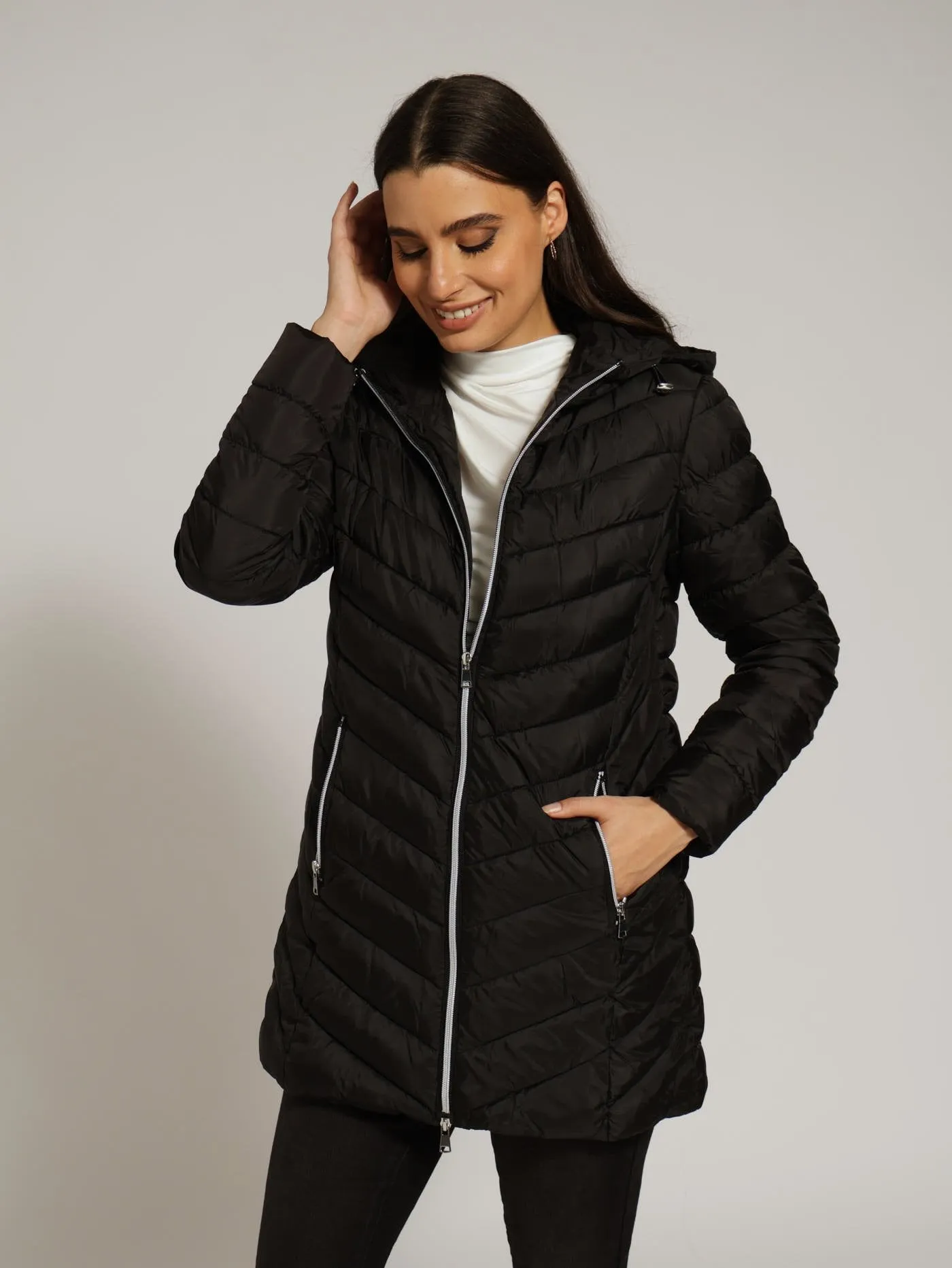 Hooded Puffer Jacket - Black